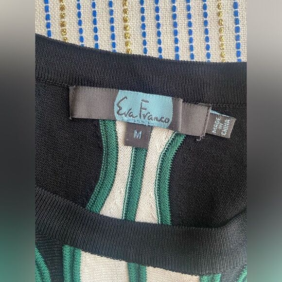 Eva Franco Mod Print Crew Neck Sleeveless Pullover Midi Dress Black Green Size M - Picture 9 of 16